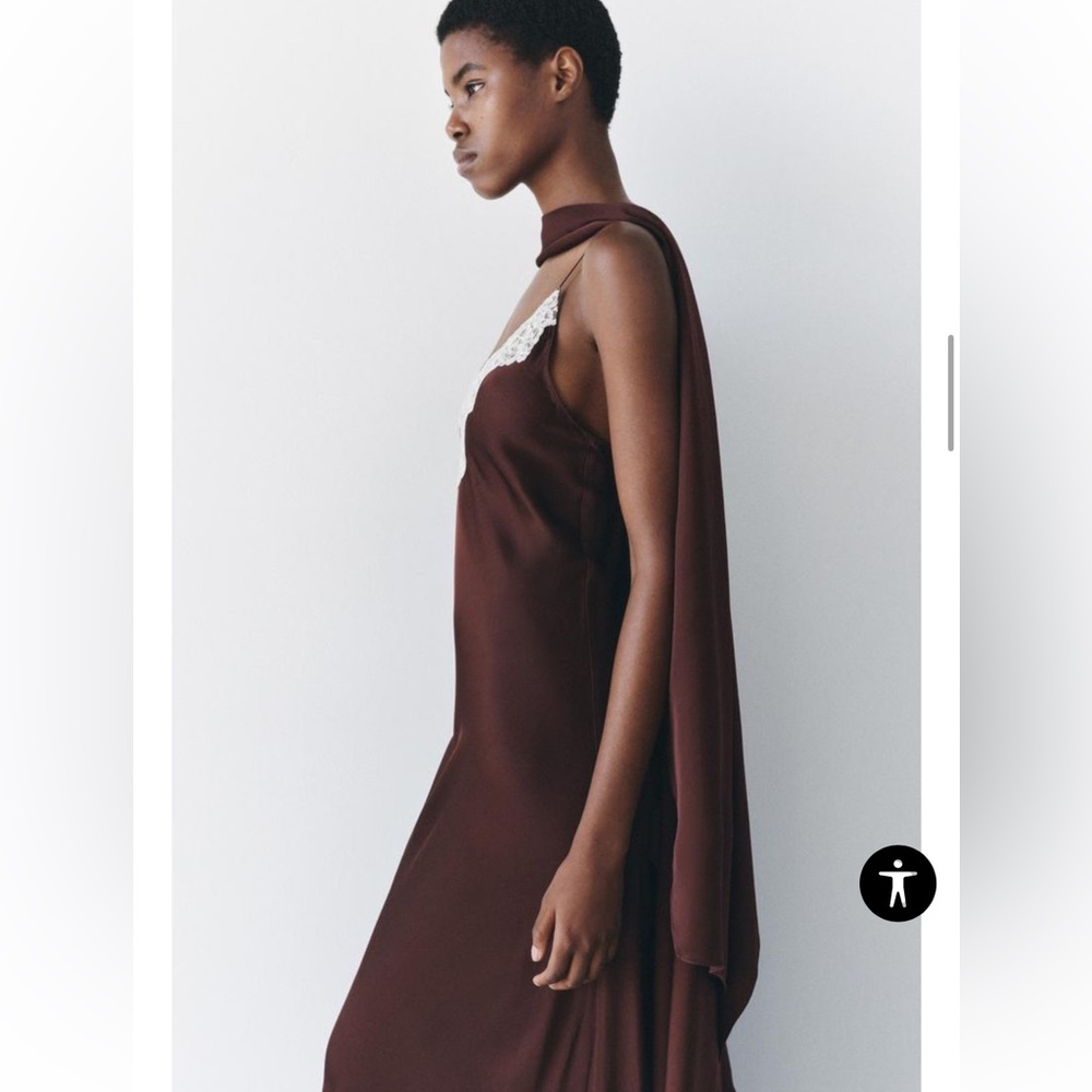Zara LACE SLIP DRESS ZW COLLECTION $109.00 Size Medium NWT - Picture 4 of 13